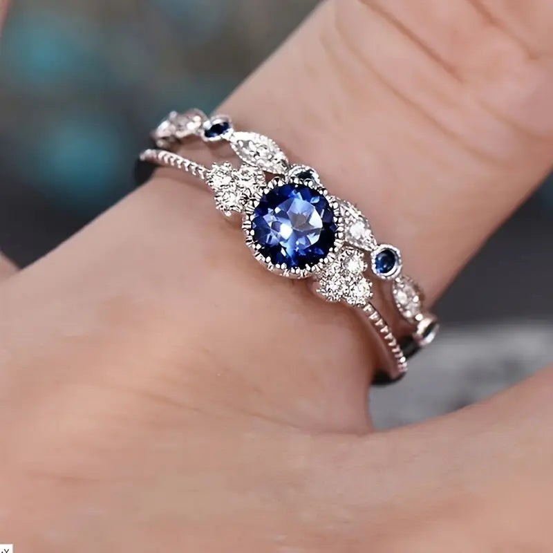 Sapphriel Crown Ring Set | White Gold