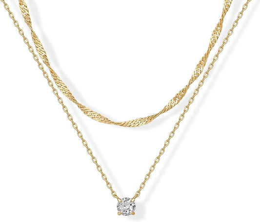 Halo Layered Necklace | Gold