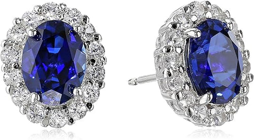 Oval White Sapphire Stud Earrings | White Gold