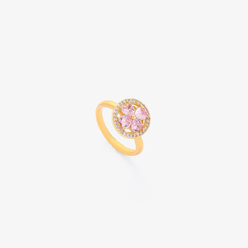 Pink Heart Bloom Spinning Ring | Gold